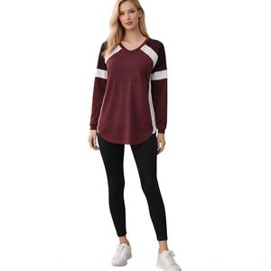 Rue21 Maroon and White Long Sleeve Top